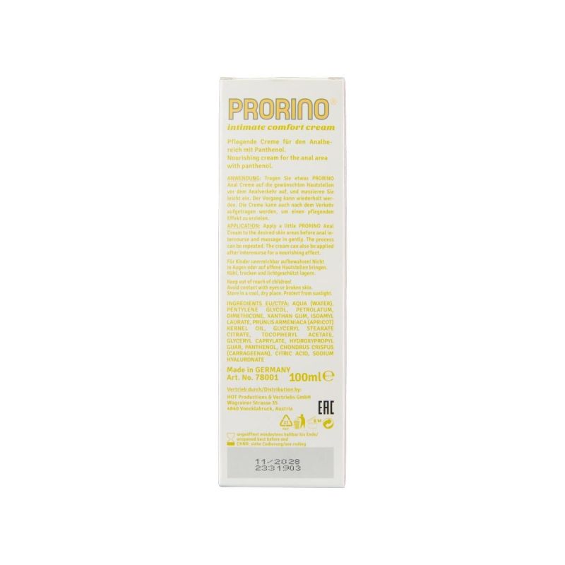 Анальный гель с пантенолом Hot PRORINO Intimate Comfort с расслабляющим эффектом, 100 мл вид 5