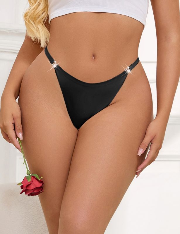 Гладкі стрінги Star Night прикрашені стразами з боків, чорні, S вид 2