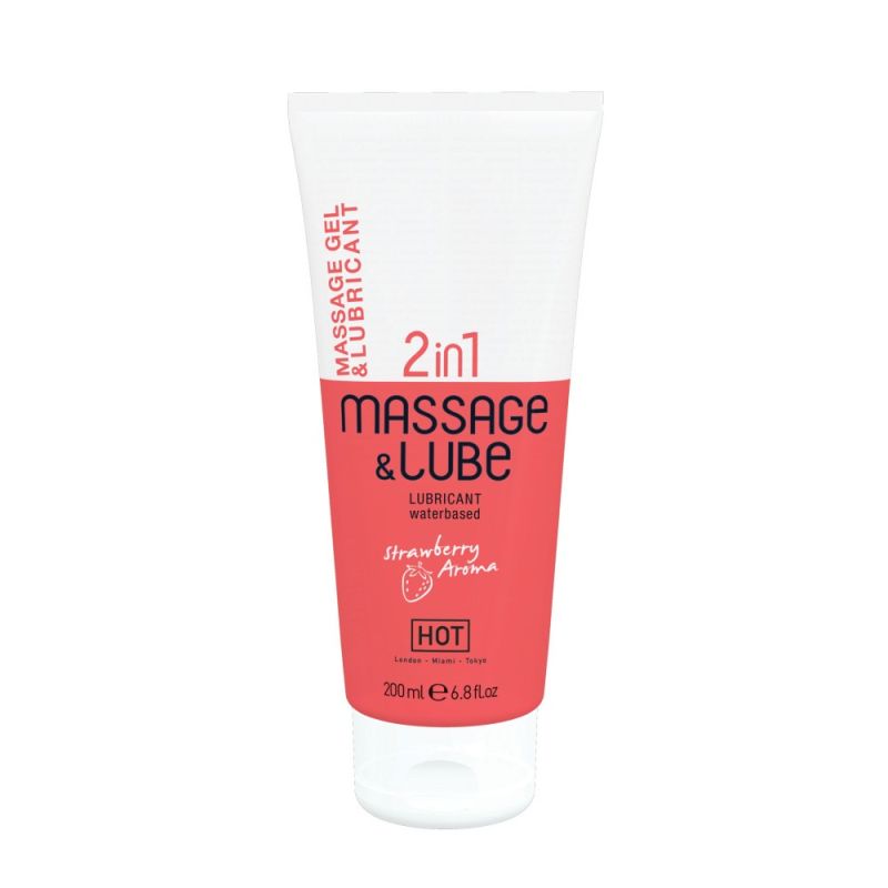Массажный гель и лубрикант HOT Massage & Glide Gel 2in1 с ароматом клубники, 200 мл вид 2