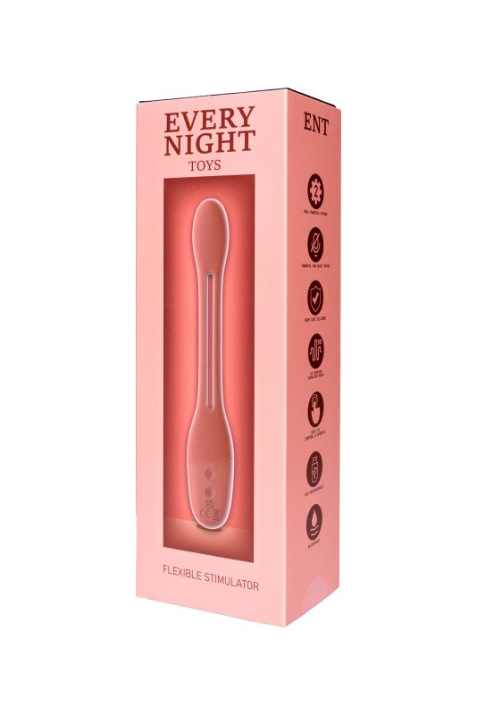 Гнучкий вібратор для пар Every Night Toys Flexible з двома моторчиками, червоний вид 6