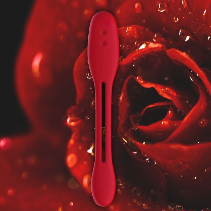 Гнучкий вібратор для пар Every Night Toys Flexible з двома моторчиками, червоний вид 5