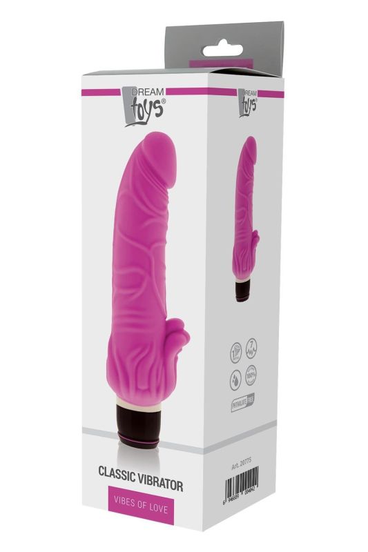 Вібромасажер класичний із стимулятором клітора DreamToys VIBES OF LOVE рожевий вид 2