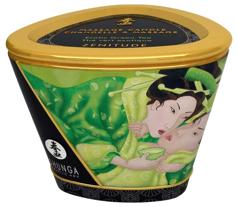 Свеча для массажа Shunga Massage Candle Exotic Green Tea с ароматом зеленого чая, 170 мл вид 4