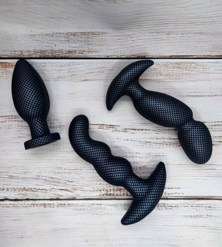 Анальная пробка с вибрацией 3-в-1 Blush Spark Ignition PRV-02 в цвете ,,карбон,, вид 5