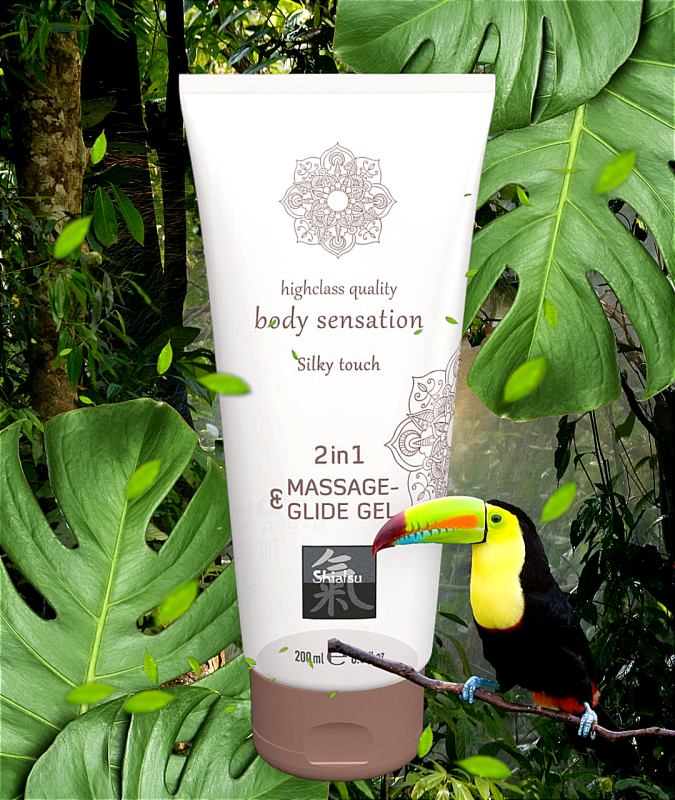 Лубрикант и массажное масло 2 в 1 SHIATSU Massage-& Glide gel 2 in1 Silky touch, 200 мл вид 4