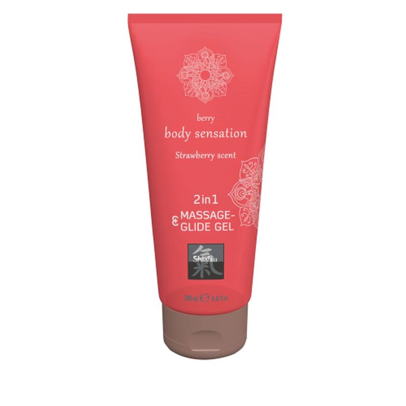 Лубрикант и массажное масло 2 в 1 HOT SHIATSU Massage-& Glide gel 2in1 Strawberry scent, 200 мл вид 2