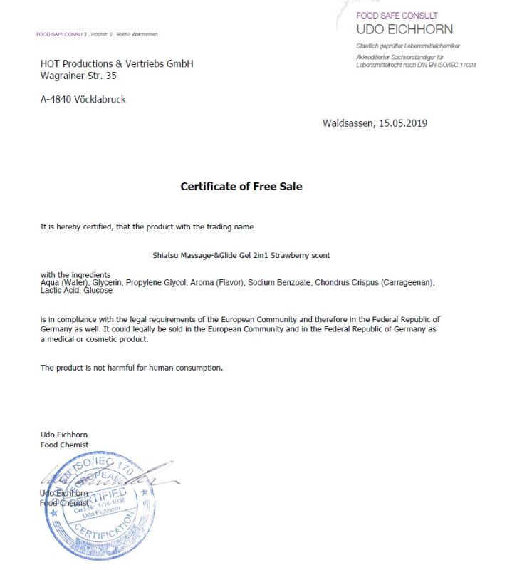 Лубрикант и массажное масло 2 в 1 HOT SHIATSU Massage-& Glide gel 2in1 Strawberry scent, 200 мл вид 4