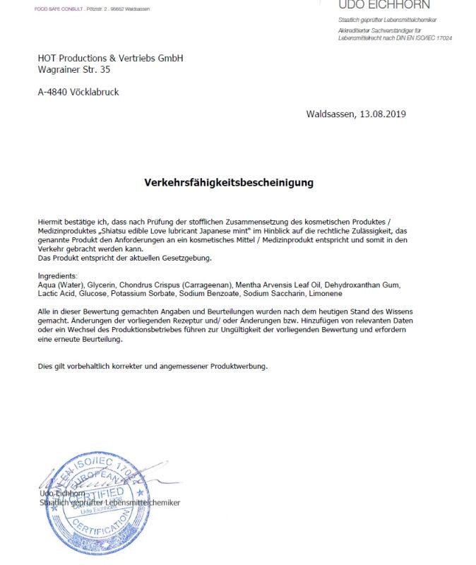 Їстівний лубрикант SHIATSU Love Японська М'ята, 75 мл вид 4