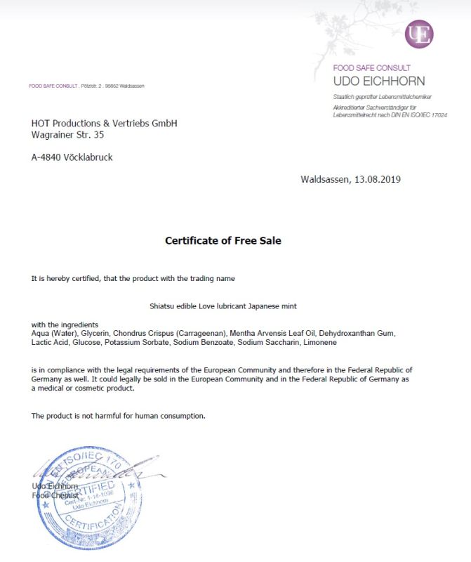 Їстівний лубрикант SHIATSU Love Японська М'ята, 75 мл вид 5