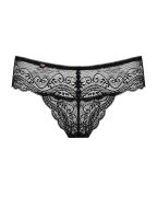 Трусики- стринги кружевные черные Obsessive Miamor L/XL