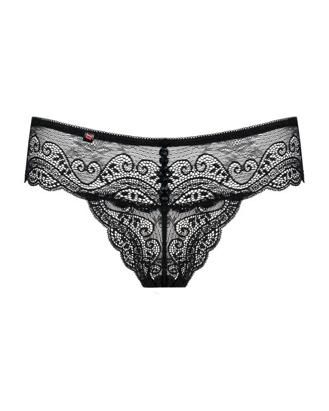 Трусики-стрінги мереживні чорні Obsessive Miamor L/XL вид 5