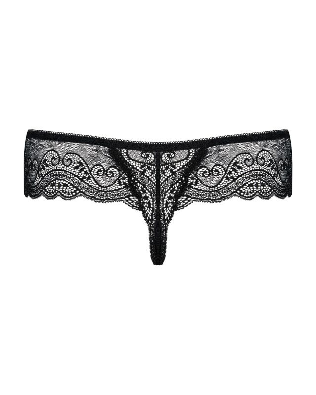 Трусики- стринги кружевные черные Obsessive Miamor L/XL вид 6