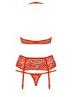 Комплект білизни із червоного мереживного гіпюру із 3-х предметів Obsessive Adore 838, розмір S/M вид 7