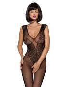 Комбінезон Obsessive з малюнком крил Bodystocking N112, чорний S\M