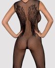 Комбінезон Obsessive з малюнком крил Bodystocking N112, чорний S\M вид 7
