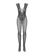 Комбинезон Obsessive c рисунком крыльев Bodystocking N112, черный, S\M