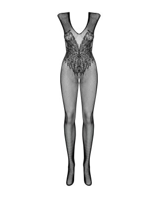 Комбінезон Obsessive з малюнком крил Bodystocking N112, чорний S\M