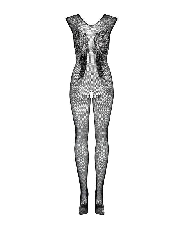 Комбінезон Obsessive з малюнком крил Bodystocking N112, чорний S\M вид 11
