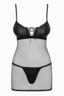 Cорочка сітка Obsessive Redella трусики в комплекті, чорний, S/M вид 4