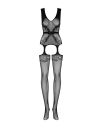 Комбинезон Obsessive F217 с имитацией чулков, черный, SML