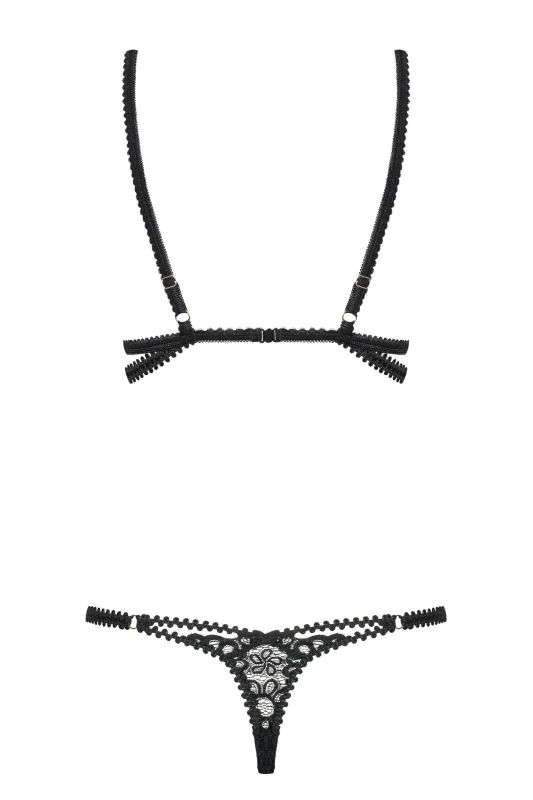 Боді ажурний напівпрозорий Obsessive Mixty teddy чорний, L/XL вид 7