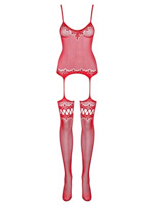 Комбинезон Obsessive Bodystocking F214 красный S/M/L