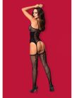 Комбинезон сетка имитирующий корсет с чулками Obsessive G314 черный, S/M/L вид 7