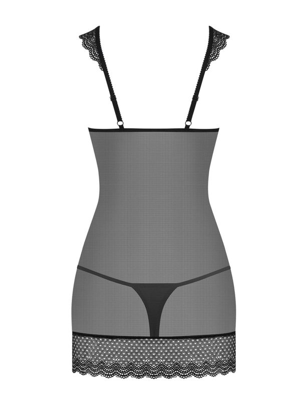 Пеньюар Obsessive 857-CHE-1 chemise S\M Чорний вид 7