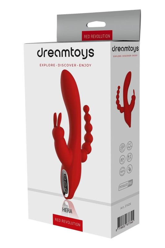 Вібромасажер потрійний Dream Toys Red Revolution Hera червоний вид 2