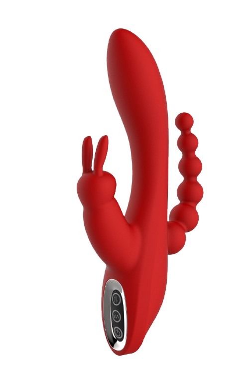 Вибромассажер тройной Dream Toys Red Revolution Hera красный вид 3
