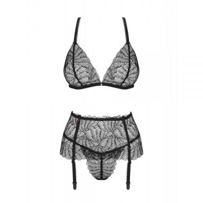 Комплект Obsessive Chiccanta 3 pcs set black L / XL