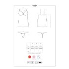 Рубашка мереживна із вставками із сіточки Obsessive Lividia стрінги в комплекті, бордовий, S/M вид 6