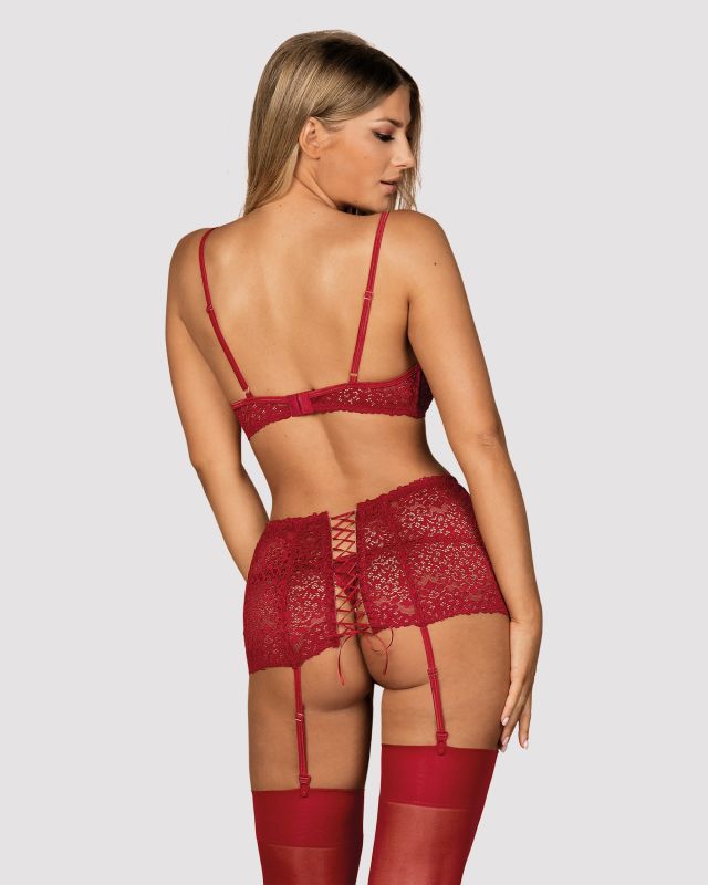 Комплект Obsessive Lividia 3 pcs set red S/M вид 3