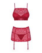 Комплект Obsessive Lividia 3 pcs set red S/M