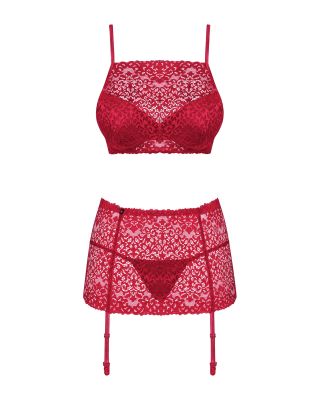 Комплект Obsessive Lividia 3 pcs set red S/M