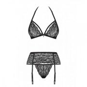 Комплект з поясом для панчіх Obsessive 838-SEG-1 3 pcs set black S/M