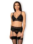 Сексуальный кружевной комплект Obsessive Lolitte с поясом для чулков на шнуровке, черный, L/XL вид 2