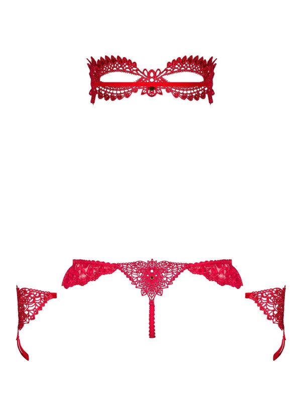 Набор маска+наручники+стринги Obsessive Hetea красный, L/XL вид 7