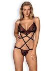Боди Obsessive Megies с перекрещивающимися стрепами, черно-красный, L/XL вид 2