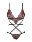 Боди Obsessive Megies с перекрещивающимися стрепами, черно-красный, L/XL вид 4