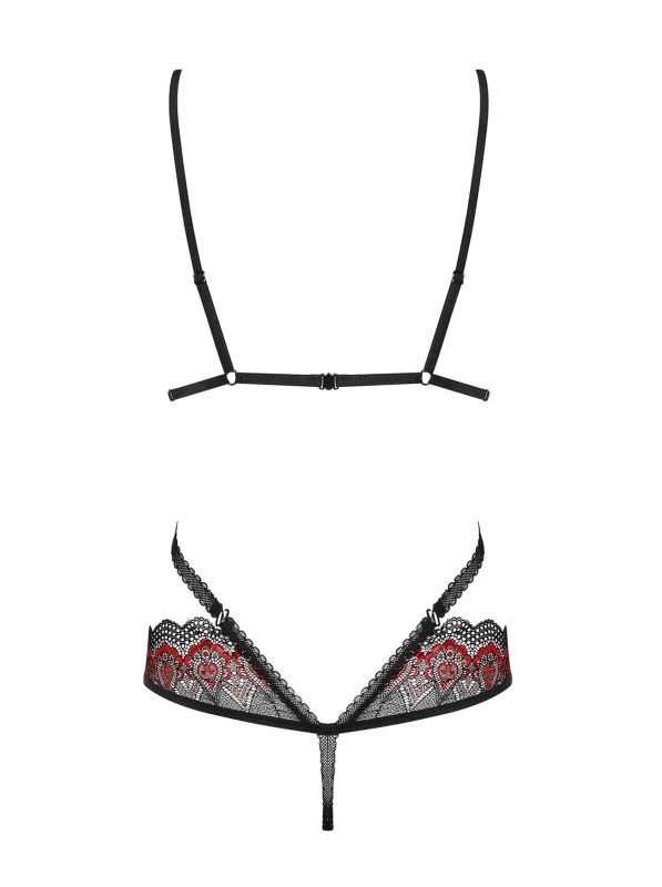 Боди Obsessive Megies с перекрещивающимися стрепами, черно-красный, L/XL вид 5