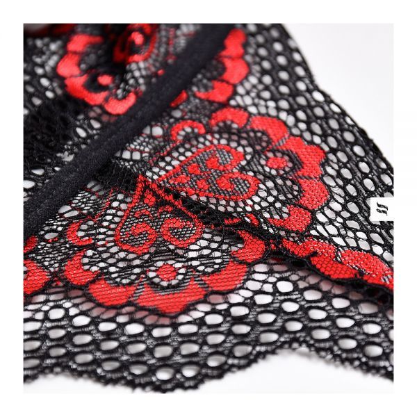Боди Obsessive Megies с перекрещивающимися стрепами, черно-красный, L/XL вид 6