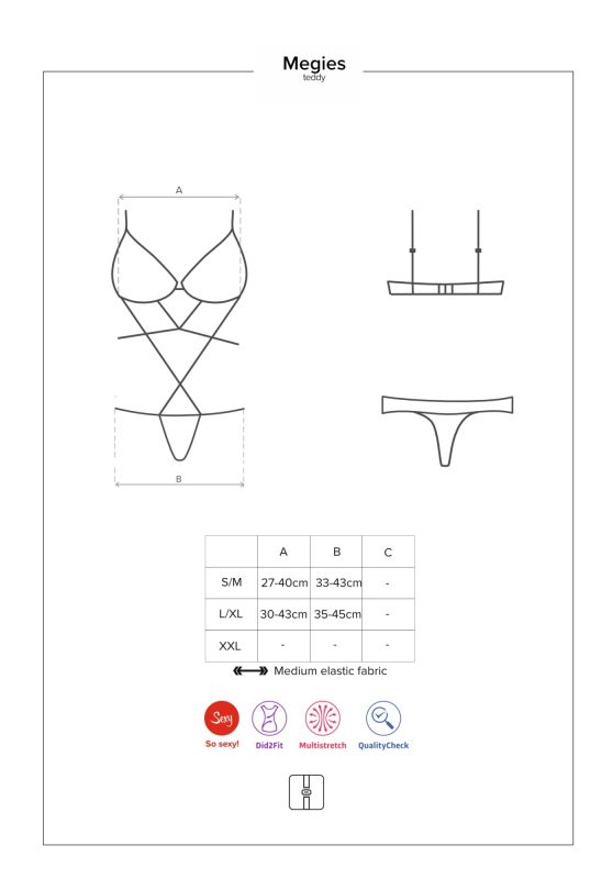 Боди Obsessive Megies с перекрещивающимися стрепами, черно-красный, L/XL вид 8
