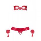Набор маска+наручники+стринги Obsessive Hetea 3 pcs set red S/M вид 6