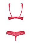 Комплект красного кружевного белья Obsessive 853-SET-3 с бежевыми вставками, S/M вид 7