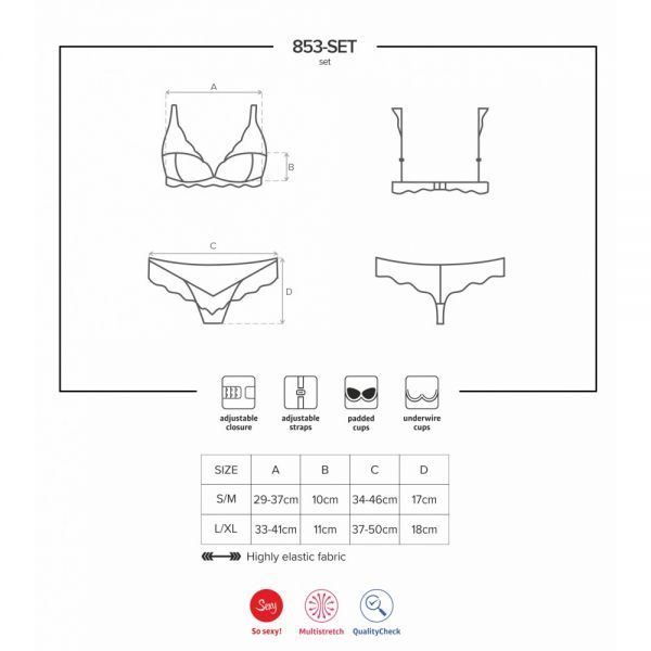 Комплект мереживний Obsessive 853, червоний з бежевими вставками, L/XL вид 10