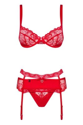 Комплект Obsessive Heartina 3 pcs set L / XL Червоний