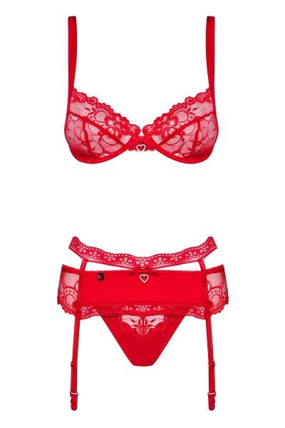 Комплект Obsessive Heartina 3 pcs set L / XL Червоний вид 7