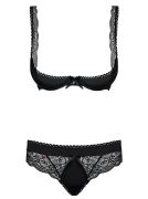 Комплект Obsessive MIAMOR SET S/M черная открыт,грудь