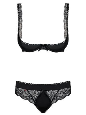 Комплект Obsessive MIAMOR SET S/M з відкритими грудьми, чорний